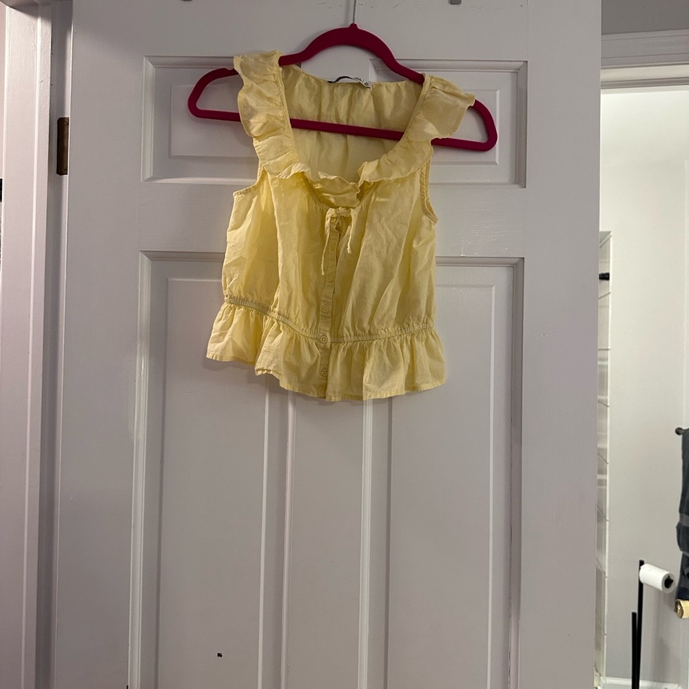 Abercrombie & Fitch Pale Yellow Ruffle Camisole